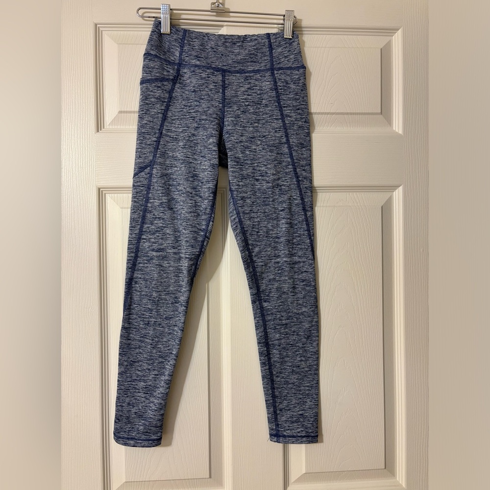 Vineyard Vines Girls Brushed Terry Performance Leggings M (10-12) Heather Blue